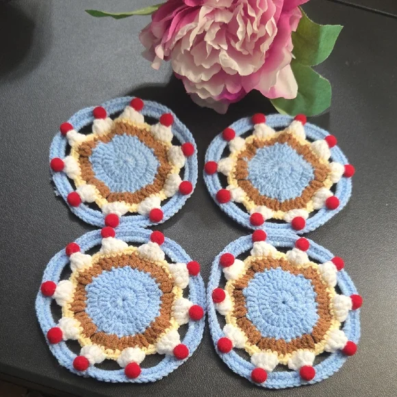 Handmade Crochet Coasters Set - Picture 1 of 4